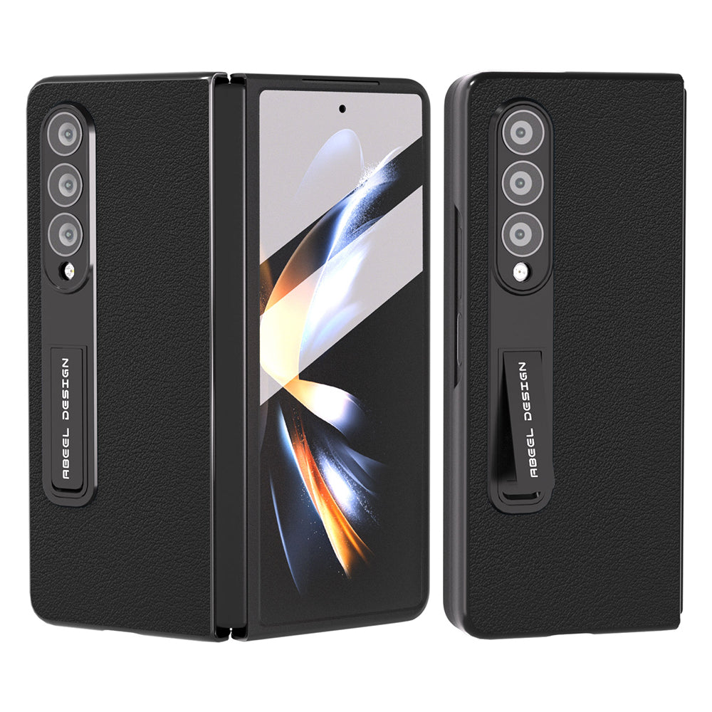 ABEEL For Samsung Galaxy Z Fold4 5G Protective Texture Phone Case Genuine Cow Leather PC Kickstand Cover with Tempered Glass Film ABEEL For Samsung Galaxy Z Fold4 5G Protective Texture Phone Case Genuine Cow Leather PC Kickstand Cover with Tempered Glass Film